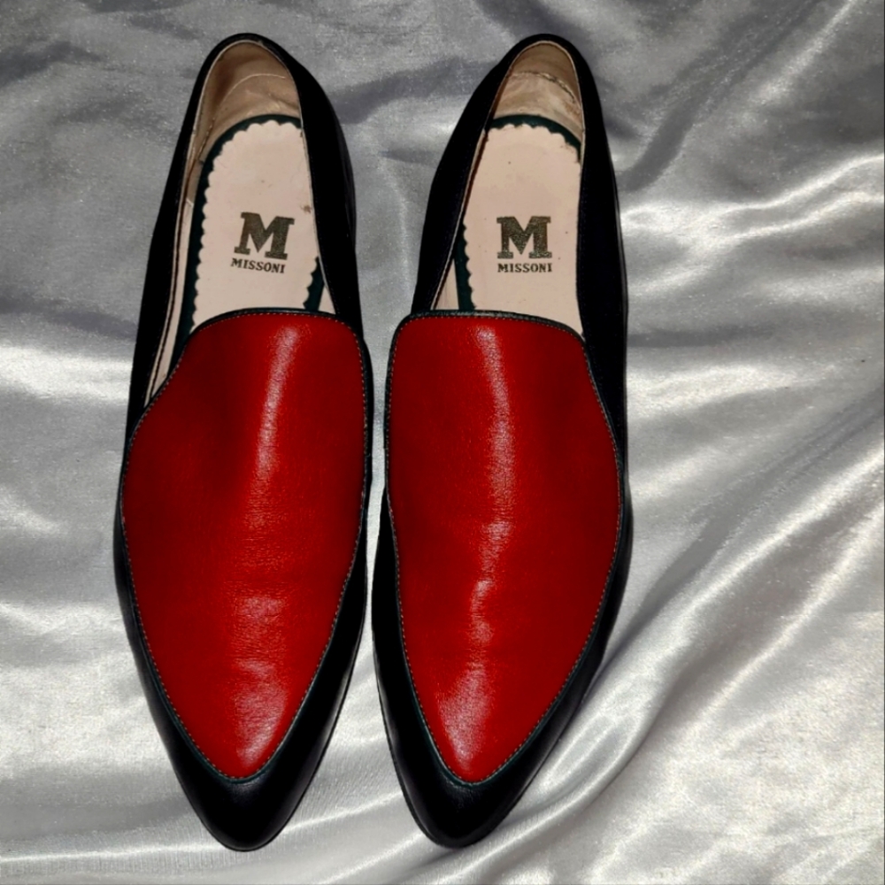 M Missoni Red & Blue, Made In Portugal, Soft Leather, Great Condition, Sz 38/7.5